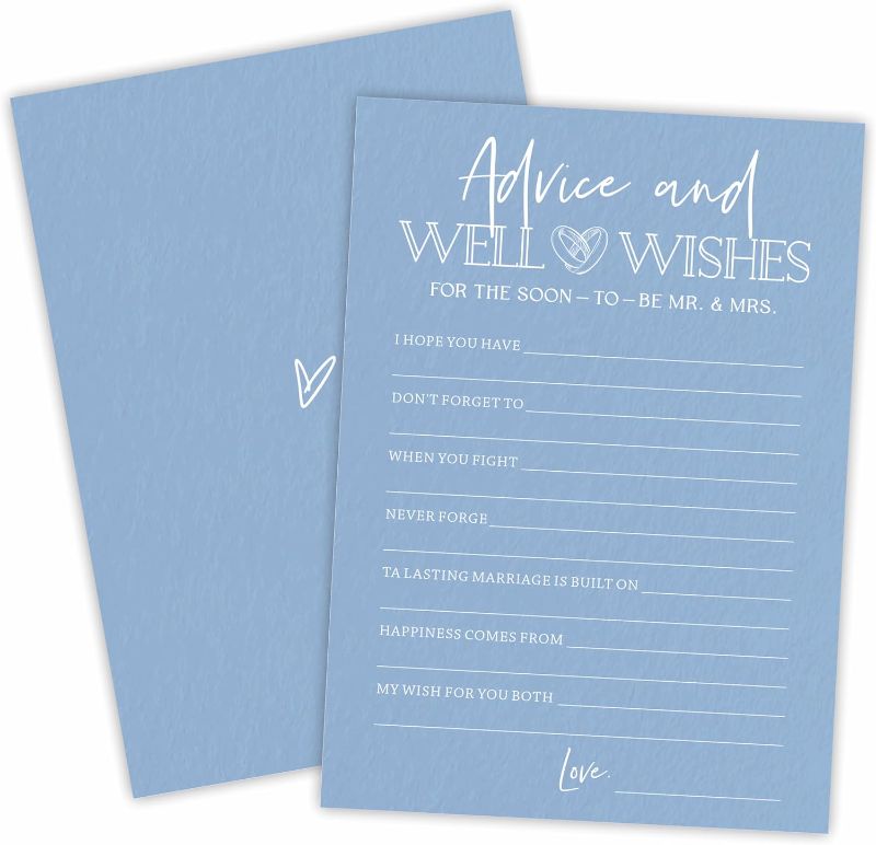 Photo 1 of Advice And Well Wishes Cards For Bridal Shower - 30 Blue Theme Wedding Party Advice & Wishes Cards For Engagement Party, Modern Bridal Shower Party Favor & Decorations - B03 