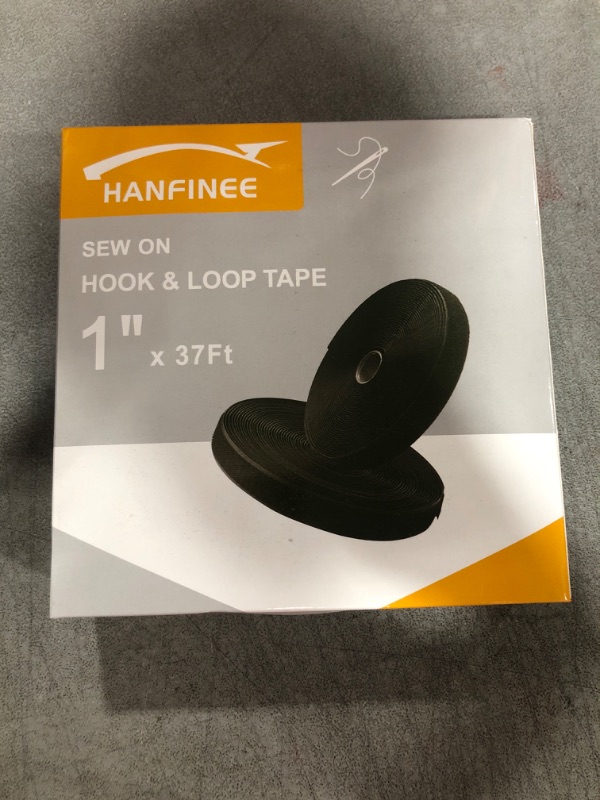 Photo 1 of 1 Inch Width Sew on Hook and Loop Tape, Non-Adhesive Nylon Fabric Fastener Interlocking Tape for Sewing Crafts DIY,Clothes,Shoes (Black,37ft)
