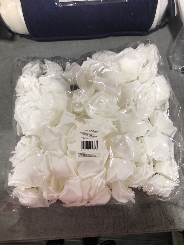 Photo 2 of Juvale 100 Pack White Artificial Flowers, Bulk Stemless Fake Foam Roses for Wedding, Decorations, Bouquets (3 in)