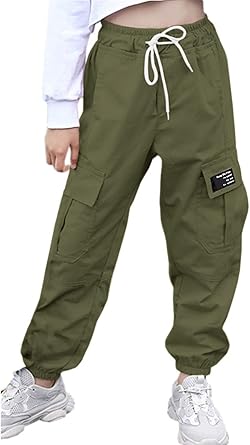 Photo 1 of AOWKULAE Girls & Women‘s Casual Cargo Jogger Pants, Size 10