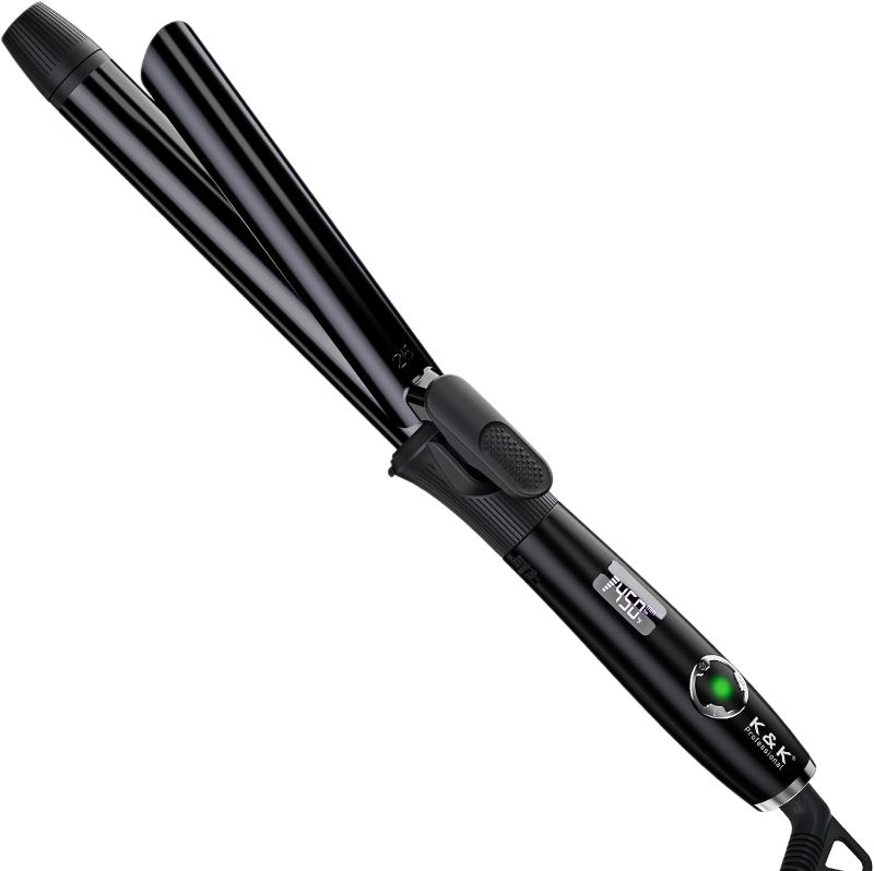 Photo 1 of 1 Inch Curling Iron with Clipped Tourmaline Ceramic Barrel Professional 1.25 Inch Hair Curler up to 450°F Dual Voltage for Traveling 60 Mins Auto Off Suit for Different (Black, 1 inch) 