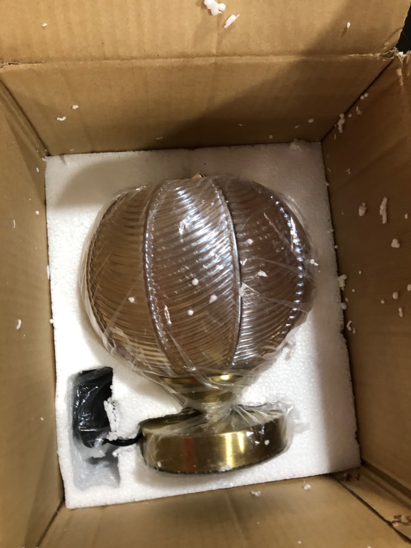 Photo 1 of Mid-Century Modern Glass Table Lamp 3 Brightness Levels Dimmable Touch Control Desk Lights with Plug in Cord On/Off Switch, Globe Decor Nightstand Lamps for Bedroom Living Room Office (Amber)