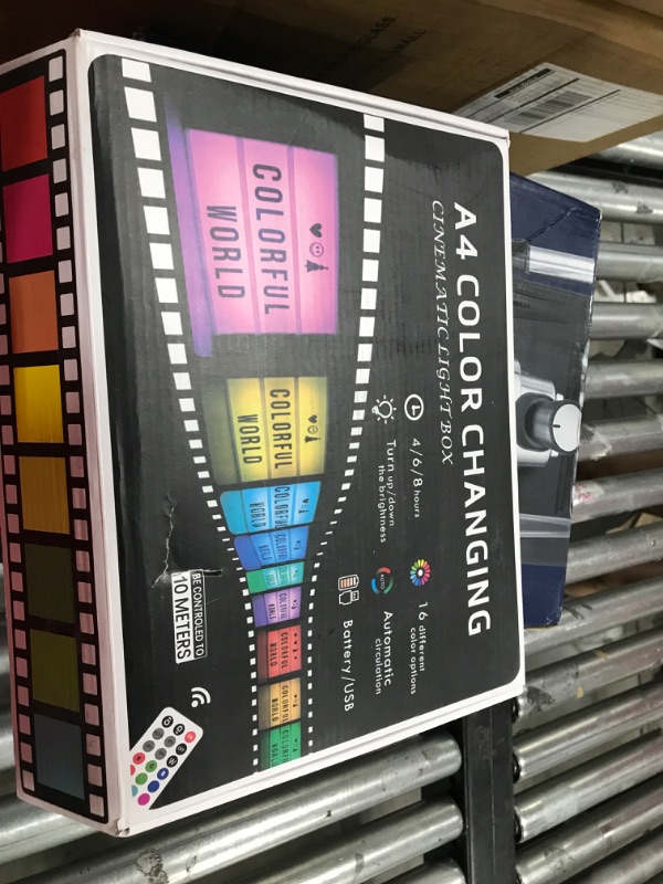 Photo 1 of Gemaxvoled Cinema Light Box- A4 Size Color Changing Cinematic Light Up Box Sign with 160 Letters Numbers and Symbols, Personalized LED Lightbox for Home Decor,Wedding,Birthday Parties large A4 RGB(11.8X9X2.2inch)