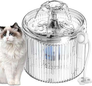 Photo 1 of 2.6L Cat Water Fountain with Sensored, Automatic Pet Water Fountain Drinking Dispenser for Cats Dogs Small Pets,Transparent Cat Water Bowl with Smart Pump, Adjustable Water Flow