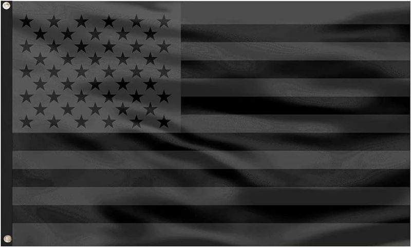 Photo 1 of All Black American Flag 3x5 Ft Polyester Vivid Color, Brass Grommets,Made in USA Flags for Outdoor and Indoor (Black American Flag)