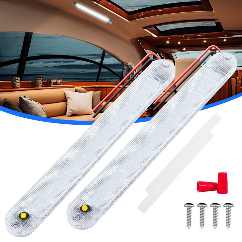 Photo 1 of 12V LED Light Bar, DC Light Strip with Switch for Car Truck Bed Van RV Cargo Boat Cabinet Enclosed Trailer Lights Fixture,8W DC 12 Volt Interior LED Light Bar (2 pcs)