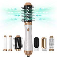 Photo 1 of 6-in-1 Hair Dryer Brush Set, Negative Ionic Detachable Styling Tool, Ceramic and Nylon, ALCI Safety Plug, White
