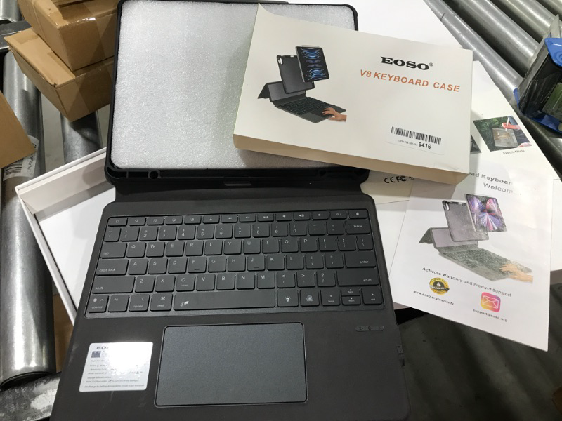 Photo 1 of eoso iPad 12.9 Keyboard Case for iPad Pro 12.9 inch 6th Generation 2022/5th 2021/4th 2020/3rd 2018-7 Color Backlight,Touchpad Detachable Slim Cover with Pencil Holder (12.9",Black) iPad 12.9"