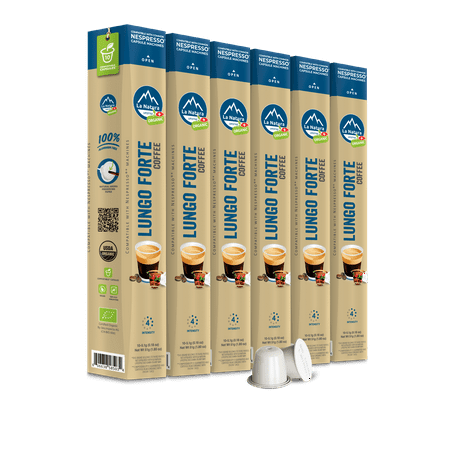 Photo 1 of La Natura Organic Lungo Forte Coffee Pods - Medium Roast Arabica Coffee Capsules for Nespresso Original Line Machines - Compostable Capsules, Aluminum-Free - Single-Serve Pods (60 Count) Lungo Forte 1 Count (Pack of 60)
Exp 02/15/2025