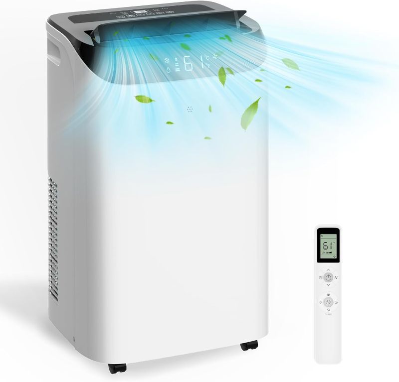 Photo 1 of 12,000 BTU Portable Air Conditioner Cools Up to 500 Sq.Ft, 3-IN-1 Energy Efficient Portable AC Unit with Remote Control & Installation Kits for Large Room, Campervan, Office, Temporary Space