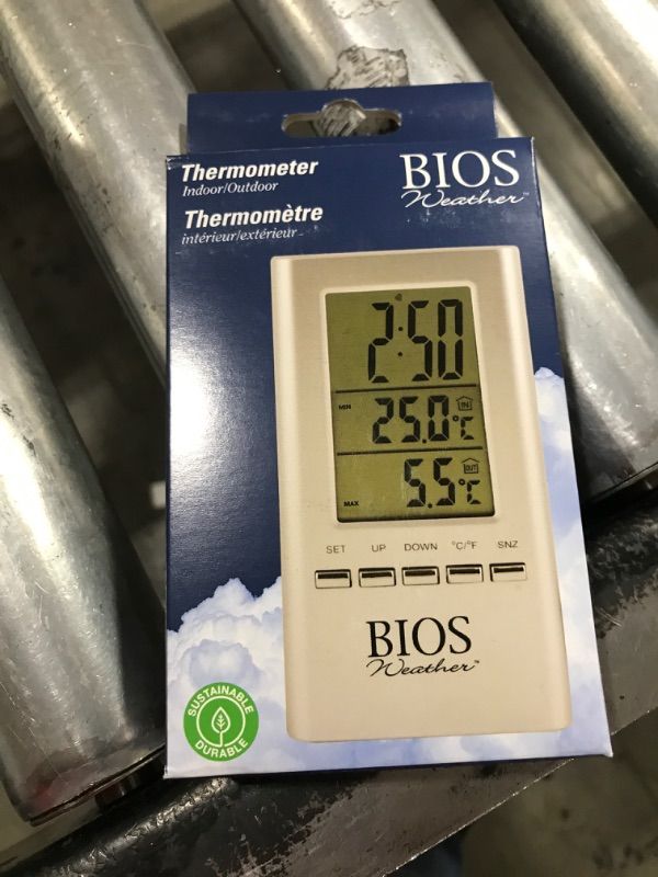 Photo 2 of Bios Weather 313bc Digital Indoor/Outdoor Thermometer, Size: 4.25-Inch x 6.5-Inch x 0.5-inch, White