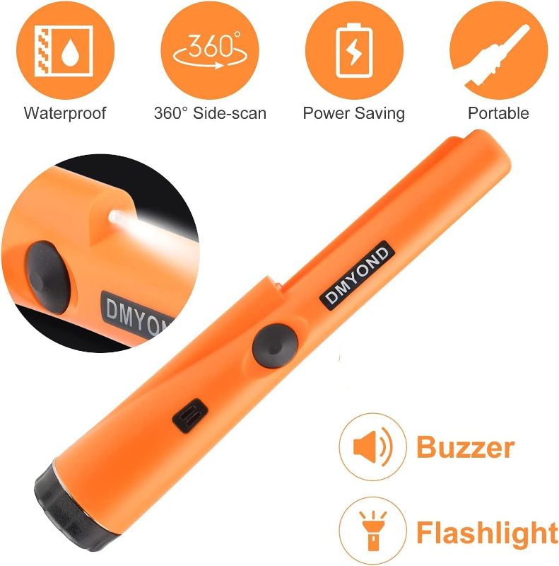Photo 1 of Metal Detector Pinpointer, Professional Waterproof Handheld Pin Pointer Wand, Search Treasure Pinpointing Finder Probe with 9V Battery for Adults, Kids - 
