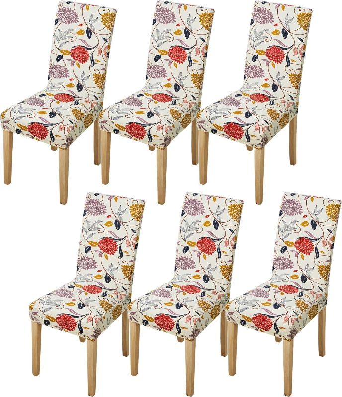 Photo 1 of BESBESME Printed Dining Chair Covers Floral Set of 6,Washable Spandex Flower Parson Chair Slipcovers Kitchen Stretch Seat Cover Removable for Dining Room,Hotel 6PCS https://a.co/d/2JwO8fT
