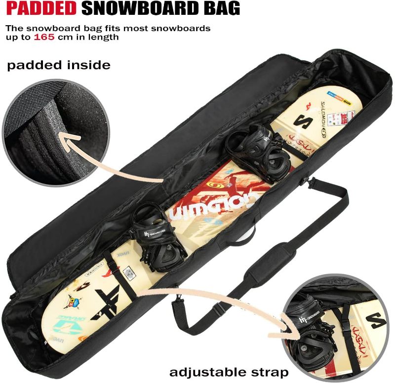 Photo 1 of Padded Snowboard and Boot Bag Combo,Perfect for Snowboard Up to 165 cm and Boots Up to Size 13,Includes 1 Padded Snowboard Bag & 1 Padded Boot Bag.
