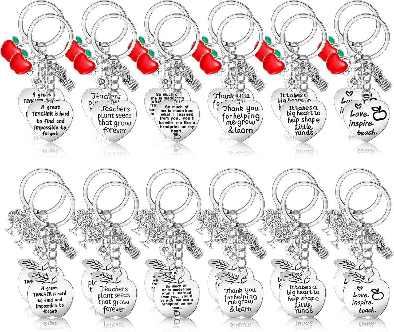 Photo 1 of Yinkin 24 Pcs Teacher Appreciation Gift Keychains Bulk Thank You Gifts for Teachers Appreciation Week Birthday from Students 