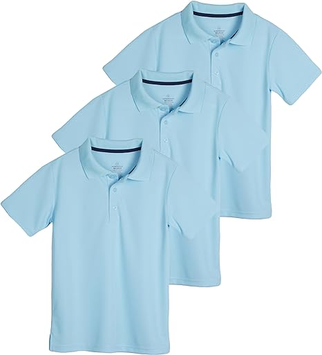 Photo 1 of Real Essentials 3 Pack: Boy's Short Sleeve Polo Shirt - School Uniform Active Performance Golf (Ages 4-16)
