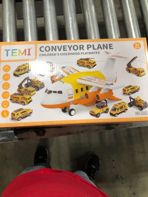 Photo 2 of TEMI Kids Airplane Toys Race Track Car Toys for 3 4 5 6 7 Boys - Transport Plane Adventure Car Toys for Toddler Age 2-6 with 8 Construction Car, Garage Parking Lot Playmat, Birthday Gift for Girl
