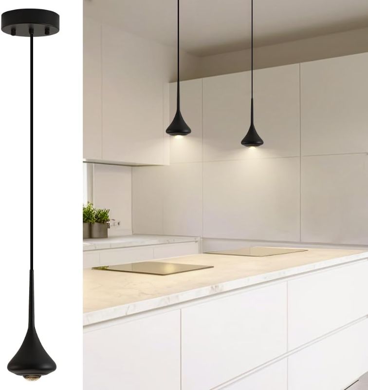 Photo 1 of L.JUJAM Black Pendant Light for Kitchen Island, Small Modern Industrial Hanging Pendant Light for Over Sink,Bar,Dining Room,Bedside 