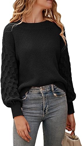 Photo 1 of PRETTYGARDEN Womens 2024 Winter Long Sleeve Crewneck Loose Chunky Knit Jumper Tops Blouse Size M