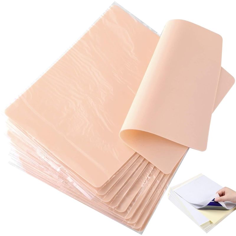 Photo 1 of Blank Tattoo Practice Skin Fake Skin, 20PCS/set, including 10PCS Practice Skin + 10PCS Tattoo Transfer Paper, Practice Skin Tattoo Skin suitable for beginners and experienced artists (Two sided use)