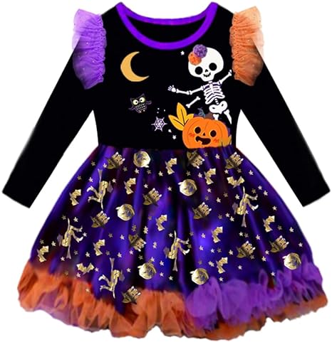 Photo 1 of VIKITA Girls Dresses for Winter Long Sleeve Toddler Girls Clothes Party Tulle Halloween Dresses for Girls 2-3 Years