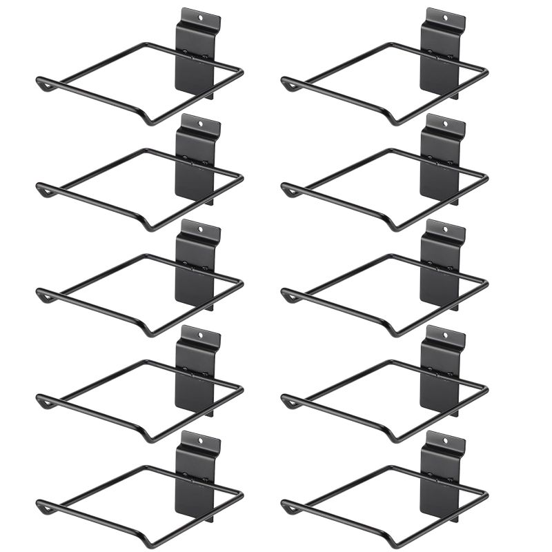 Photo 1 of 10 Pcs Baseball Glove Shelf Baseball Shelf for Slatwall Metal Multifunction Storage Holder Slatwall Rack Baseball Bat Holder for Slat Wall Display Baseball Accessories for Display, Black