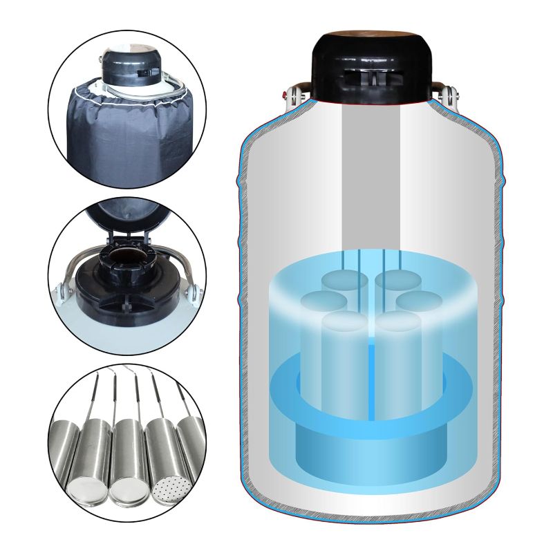 Photo 1 of HFS(R) Aluminum Alloy Cryogenic Container Liquid Nitrogen Ln2 Tank with 6 Canisters Carrying Bag/Protection Cover (20L)