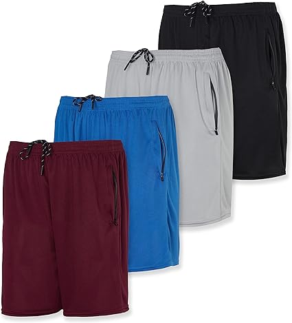 Photo 1 of Real Essentials 4 Pack: Men's 7" Athletic Running Quick Dry Mesh Shorts with Zipper Pockets (Available in Big & Tall)
m