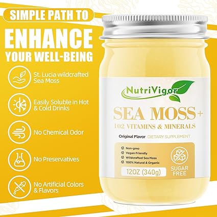 Photo 1 of Sea Moss Gel,(12 OZ) Organic Sea Moss Advanced-Immune and Digestive Support,Wildcrafted Irish Seamoss Gel Supplements with 92 Vitamins and Minerals,Original Flavor
