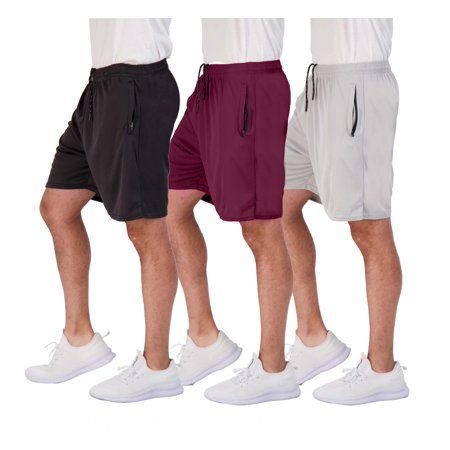 Photo 1 of 4 Pack: Men S 7 Athletic Running Quick Dry Mesh Shorts with Zipper Pockets & Drawstring (Available in Big & Tall)
