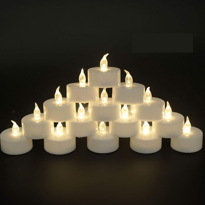 Photo 1 of 100Pack Battery Tea Lights Candles - LED Tea Lights Realistic Bright Flickering Holiday Gift Operated Flameless LED Tea Light for Festival& Celebration Warm White Battery Powered(sets of 100)