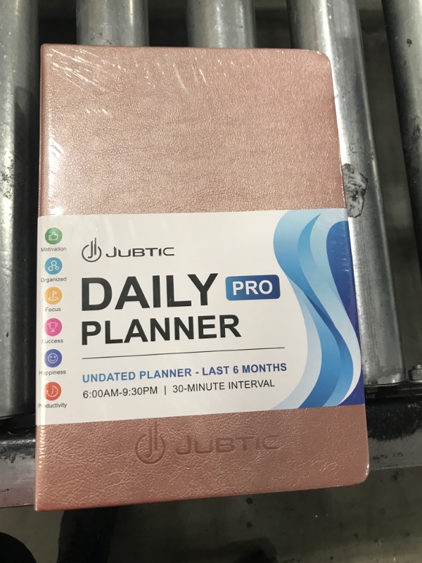 Photo 2 of JUBTIC Daily Planner Undated, To Do List Notebook with Hourly Schedule, 7 * 10 Large Day Planner, Work Planner with Monthly Calendar, Appointment Book to Balance Work and Life- Rose Gold Rose Gold B5-Daily Planner