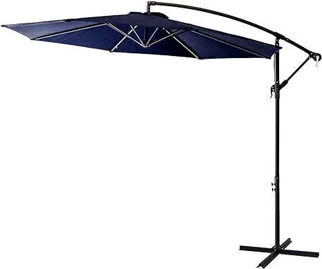 Photo 1 of FLAME&SHADE 10 ft Cantilever Offset Outdoor Patio Umbrella with Cross Base Stand
