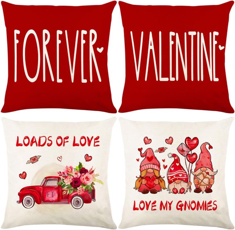 Photo 1 of CMLTOALT Valentines Day Pillow Covers 18" L x 18" W Set of 4 for Valentines Decor Holiday Anniversary Wedding Cushion Case Decoration Valentine Decorations for Sofa Couch Set of 4