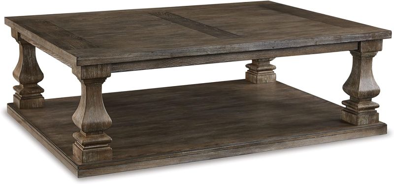 Photo 1 of Signature Design by Ashley Johnelle Farmhouse Coffee Table with Weathered Gray Finish, Gray
