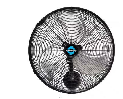 Photo 1 of 20 in. 3-Speed High-Velocity Wall Fan in Black with Oscillating Head
