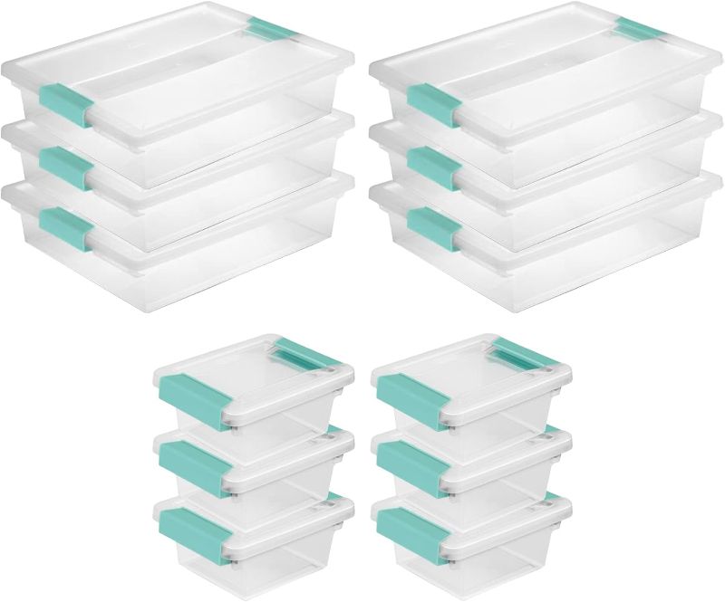 Photo 1 of Sterilite Miniature Clip Storage Box w/Latch Lid, 6 Pack, & Large Clip Storage Box w/Latch Lid, 6 Pack for Home, Office, and Workspace Organization
