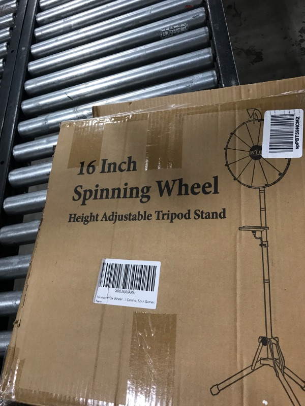 Photo 3 of 16 Inch Prize Wheel - Spinning Wheel with Folding Tripod, Height Adjustable Wheel Spinner, 12 Color Slots Raffle Wheel with 2 Dry Erase Markers & Eraser for Carnival, Fortune Spinning Game
