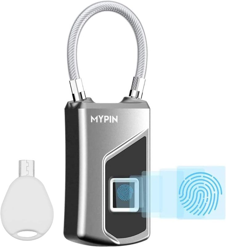 Photo 1 of Fingerprint Lock with Key Backup, Smart keyless Waterproof Fingerprint Padlock Ideal for Gym, Door, Suitcase, Luggage Backpack, Bike, Office
