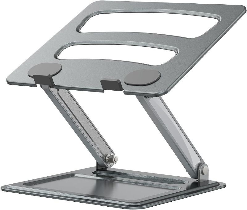 Photo 1 of LORYERGO Laptop Stand for 10"-17" Laptop with Ergonomic Multi-Height Adjustable Laptop Riser with Heat-Vent Weight Max 8KG Laptop Stands Desk
