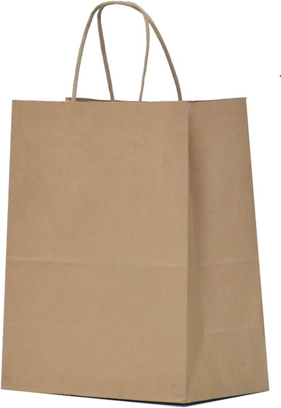 Photo 1 of Qutuus Kraft Paper Gift Bags with Handles - 8x4.5x10 25Pcs Brown Shopping Bags for Parties, Favors, Businesses 