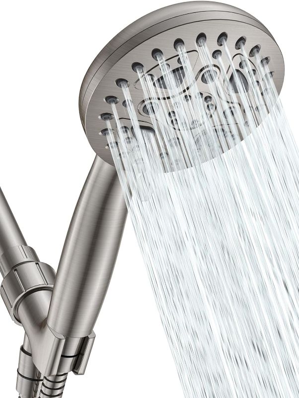 Photo 1 of TICONN 7-Function Shower Head with Handheld, High Pressure Shower Heads Set with Stainless Steel Hose & Adjustable Bracket Toolless (Brushed Nickel)