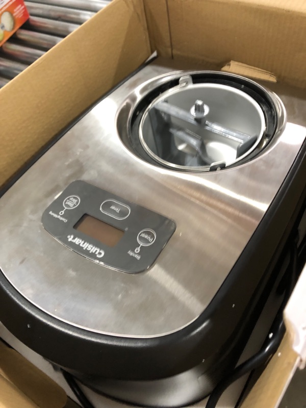 Photo 2 of Cuisinart ICE-100 1.5-Quart Ice Cream and Gelato Maker, Fully Automatic with a Commercial Quality Compressor and 2-Paddles, 10-Minute Keep Cool Feature, Black and Stainless Steel