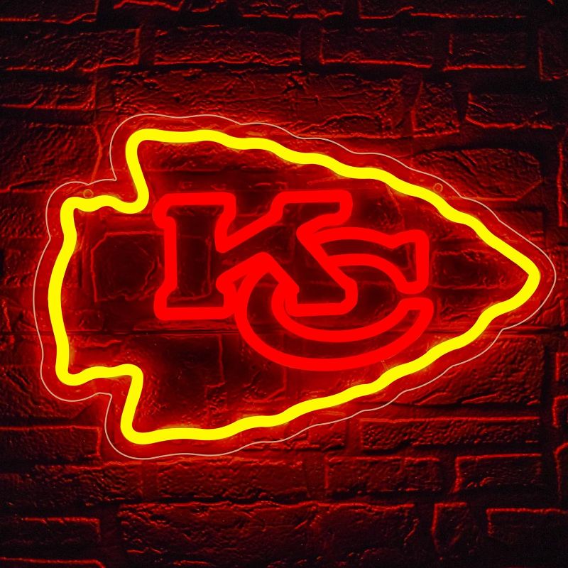 Photo 1 of Brineon Neon Sign for Wall Decor,Neon Sign for Man Cave or Garage Decor,Birthday Gifts for Men with Footaball or Rugby Team Logo Sign,Red Neon Sign for Bar,Dorm,Party Decorations,Game Room Decor Size