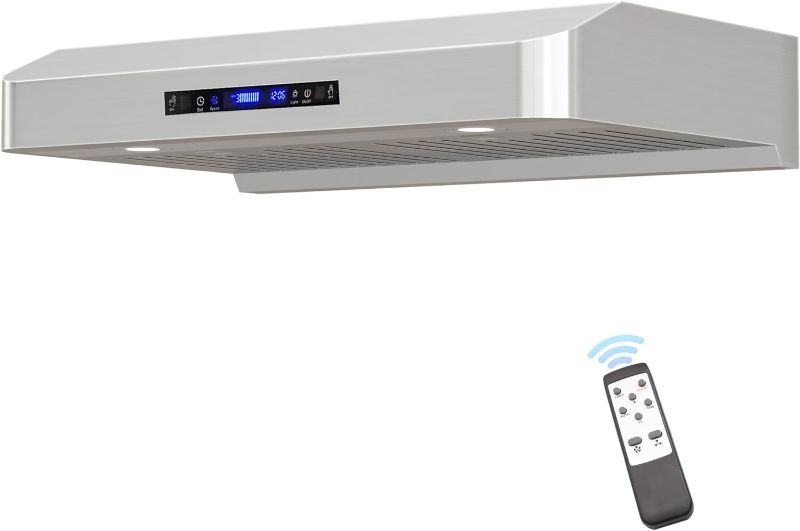 Photo 1 of 30 Inch Under Cabinet Range Hood,Stainless Steel Kitchen Stove Vent Hood,900 CFM with Gesture Sensing,Touch Screen,LED Lamps,Remote,4-Speed Exhaust Fan,Dishwasher Safe Baffle Filters
