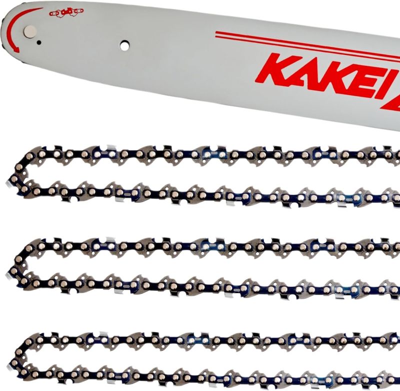 Photo 1 of KAKEI 16 Inch Bar and Chain Combo - 3/8" LP Pitch, 050" Gauge, 56 Drive Links Fits Craftsman, Poulan, Ryobi, Echo, Greenworks and More (3 Chains+ 1 Bar) 