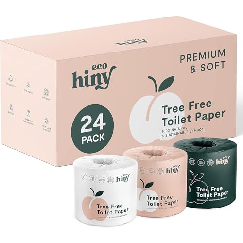 Photo 1 of EcoHiny Premium & Soft Bamboo Toilet Paper | 19 Mega Rolls, 3 Ply & 350 Sheets | FSC Certified, PFAS Free, BPA Free, Septic Safe | Tree Free Toilet Ti