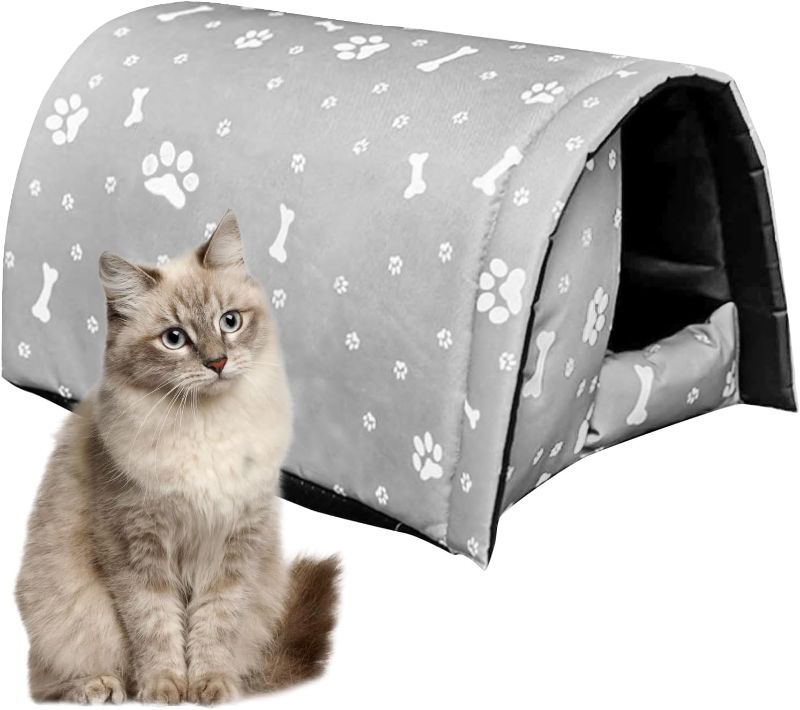 Photo 1 of Stray Cats Shelter, Waterproof Outdoor Cat House Foldable Warm Pet Cave for Winter Wild Animal Tent Bed Anti-Slip Kitten Cave for Feral Cat Dog Puppy Weatherproof Black (XL)