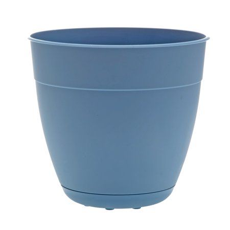 Photo 1 of Bloem Dayton Planter with Saucer: 20" - Ocean Blue - 100% Recycled Plastic Pot, Removable Saucer, Elevated Feet, for Indoor and Outdoor Use, Gardening, 16.5 Gallon Capacity
