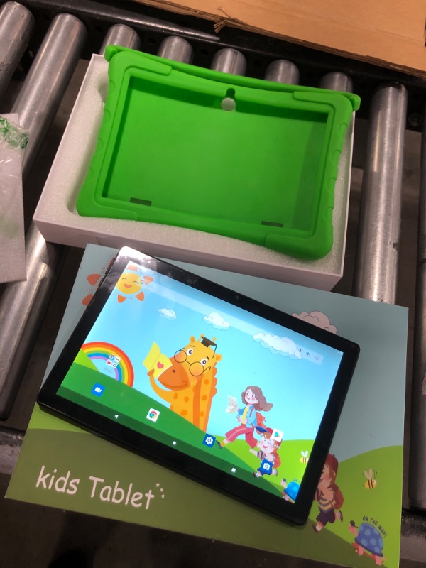 Photo 2 of 10 inch Kids Tablet, Tablet for Kids 3GB+64GB, 512GB Expand, Android 12 Toddler Tablet with 8000mAh, Bluetooth 5.0, WiFi, GMS, Parental Control, Dual Camera, Educational, Green
missing charger 